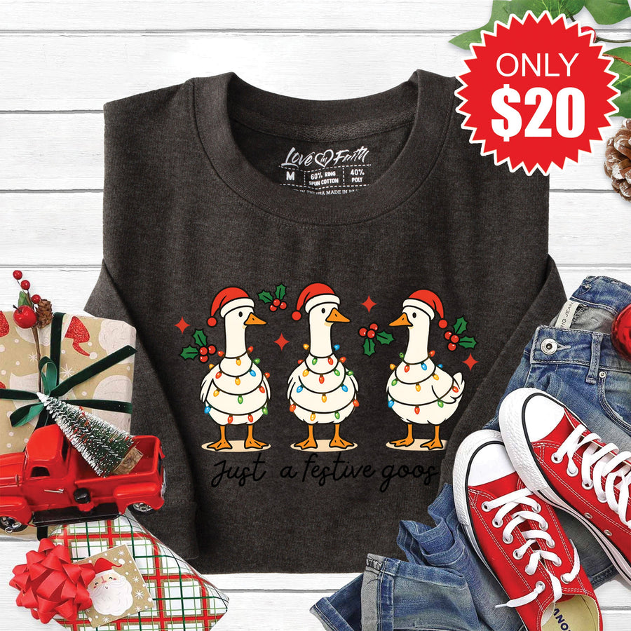 Festive Goose Sweatshirt - Heather Charcoal - 20 product image 1