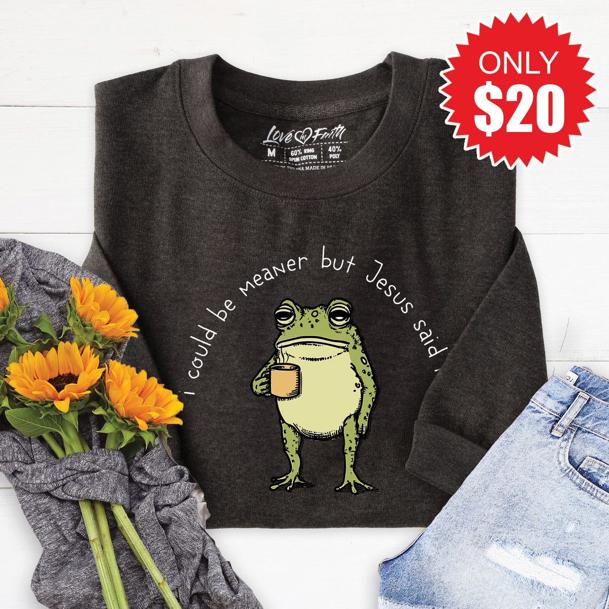 Jesus Said No Sweatshirt - Heather Charcoal - 20 product image 1