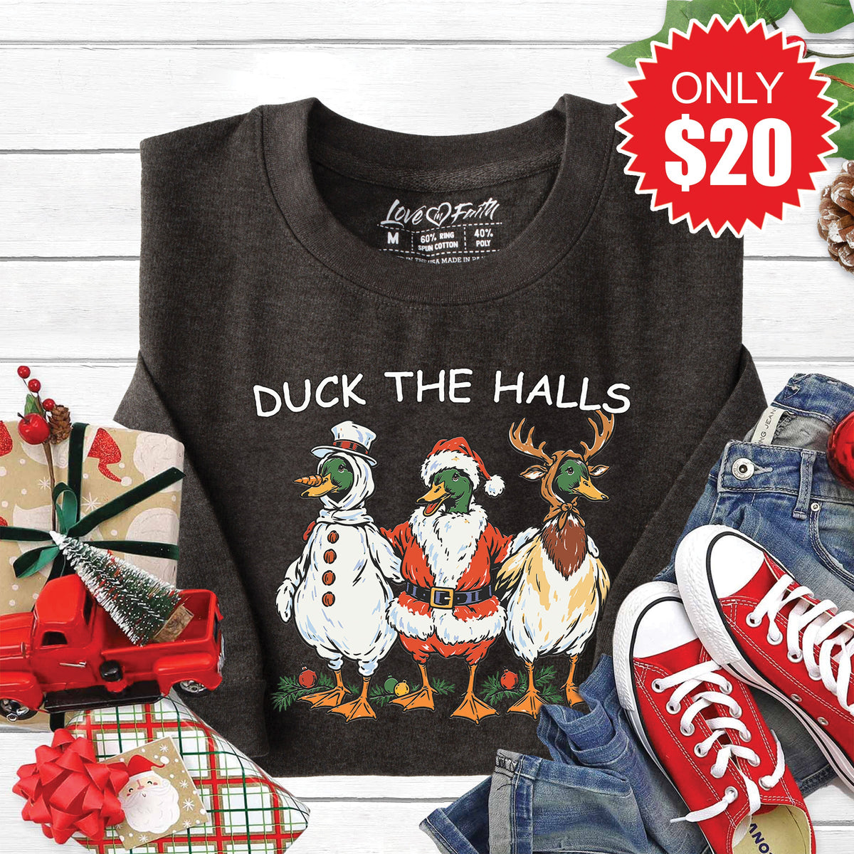 Duck The Halls Sweatshirt - Heather Charcoal - 20 product image 1