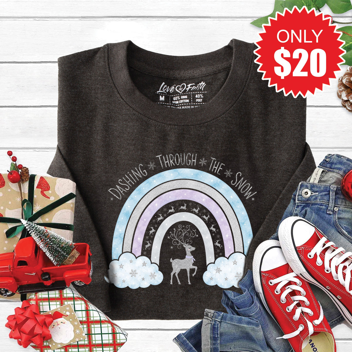 Dashing Through The Snow Sweatshirt - Heather Charcoal - 20 product image 1
