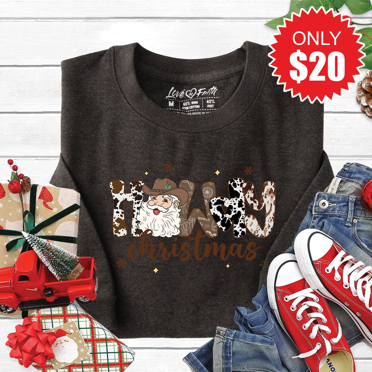 Howdy Christmas Sweatshirt - Heather Charcoal - 20 product image 1