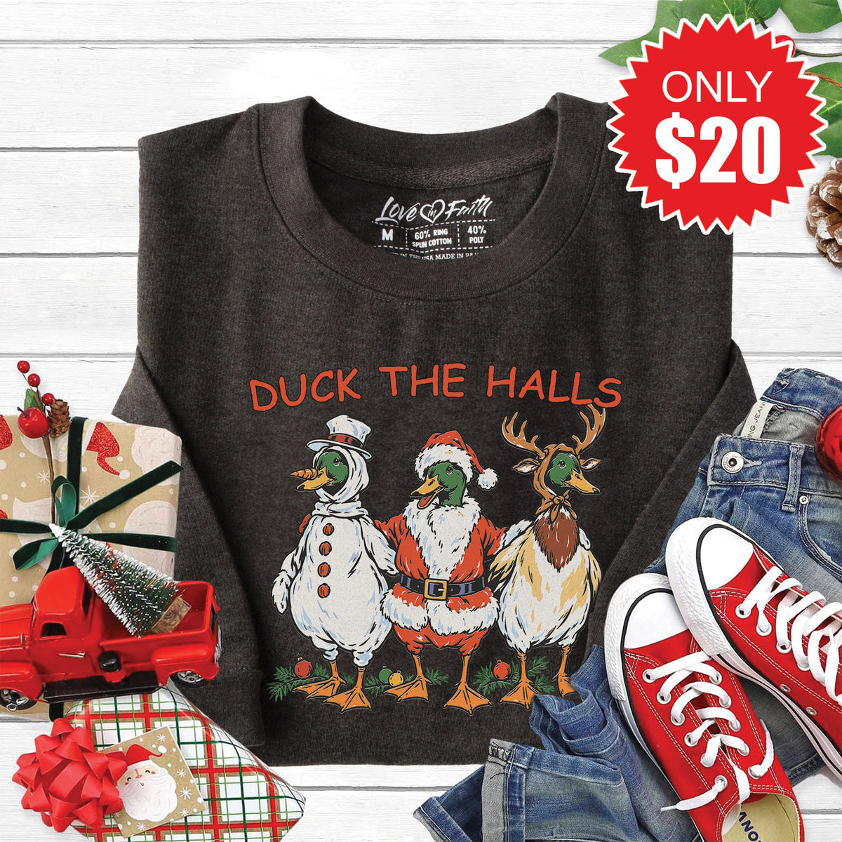 Duck The Halls Sweatshirt - Heather Charcoal - 20 product image 1