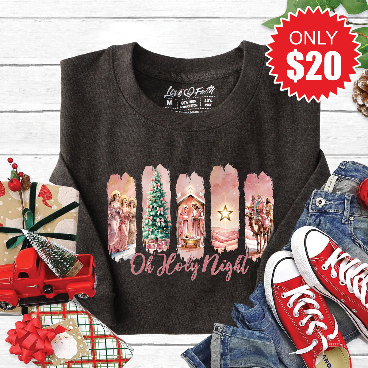 Oh Holy Night Sweatshirt - Heather Charcoal - 20 product image 1