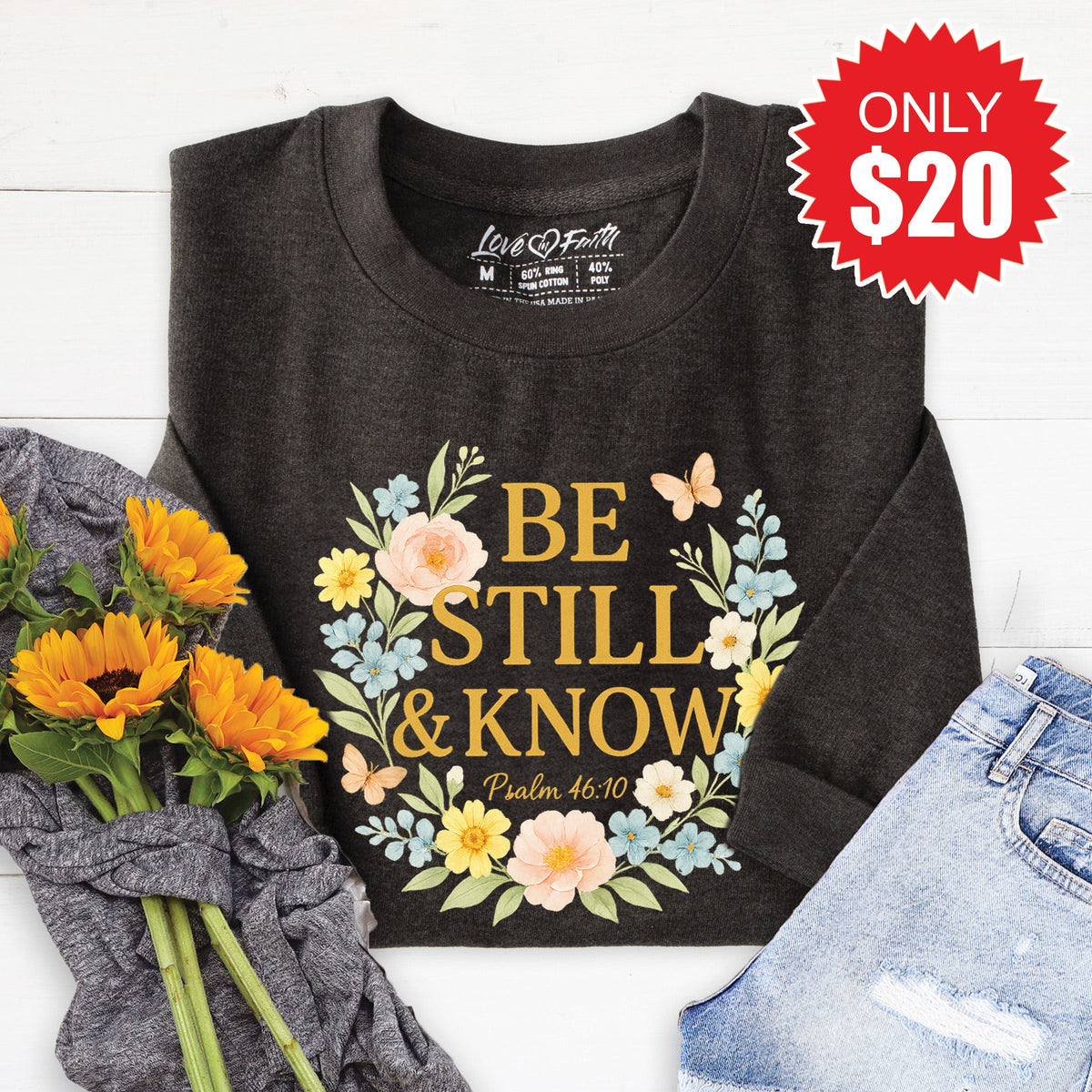 Be Still And Know Sweatshirt - Heather Charcoal - 20 product image 1