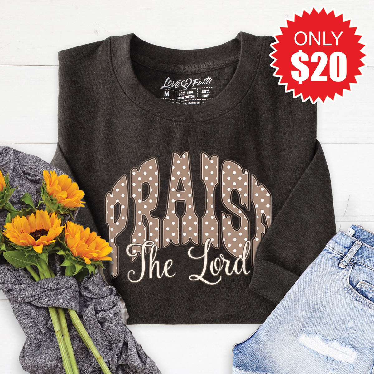 Praise The Lord Sweatshirt - Heather Charcoal - 20 product image 1