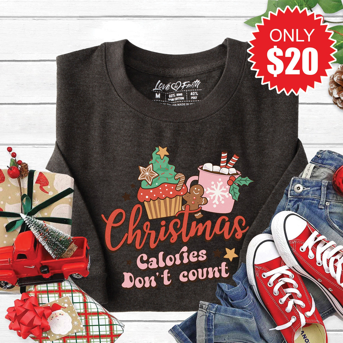 Christmas Calories Sweatshirt - Heather Charcoal - 20 product image 1
