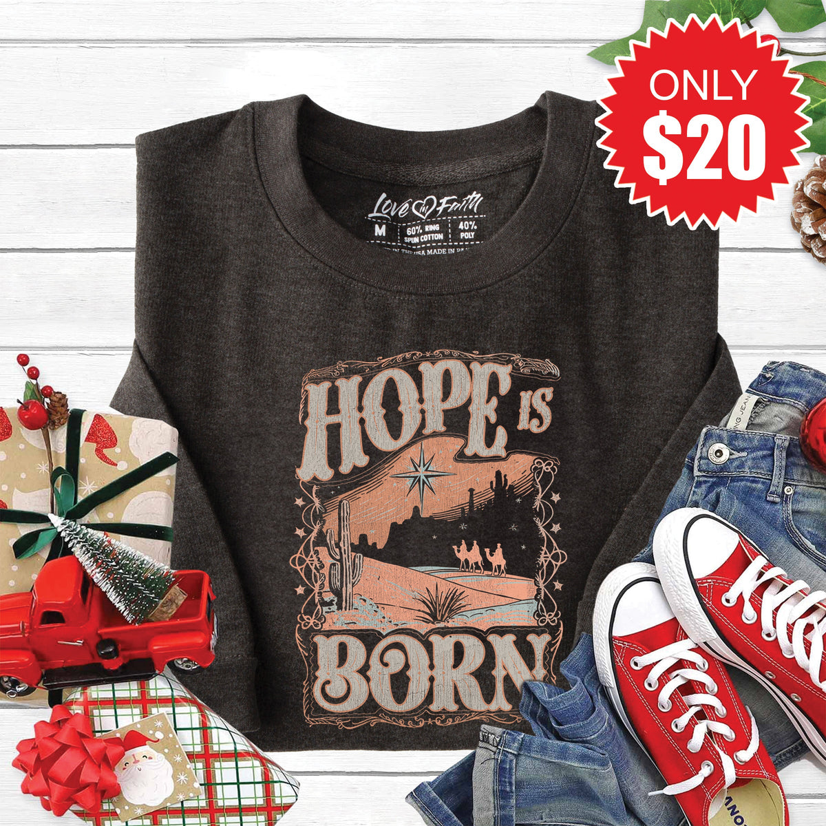 Hope Is Born Sweatshirt - Heather Charcoal - 20 product image 1