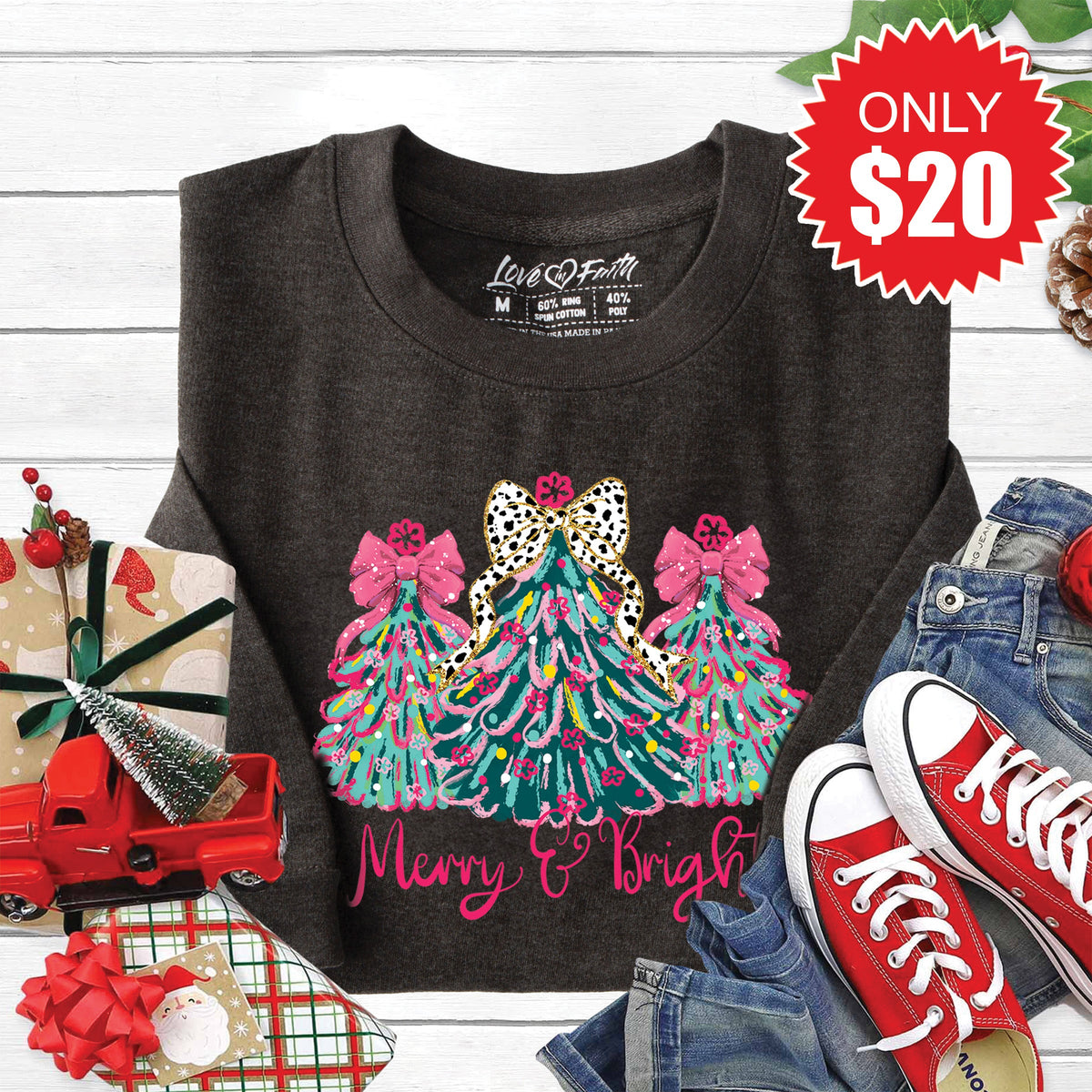 Merry and Bright Sweatshirt - Heather Charcoal - 20 product image 1