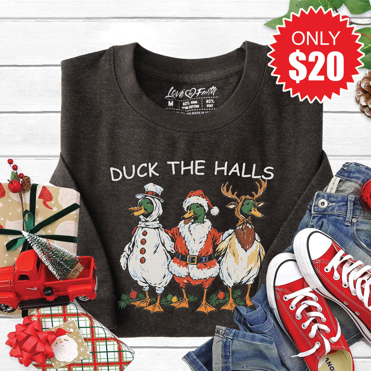 Duck The Halls Sweatshirt - Heather Charcoal - 20 product image 1