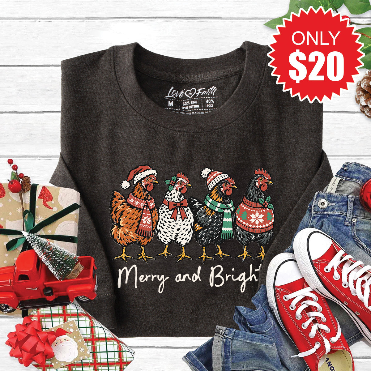 Merry and Bright Sweatshirt - Heather Charcoal - 20 product image 1