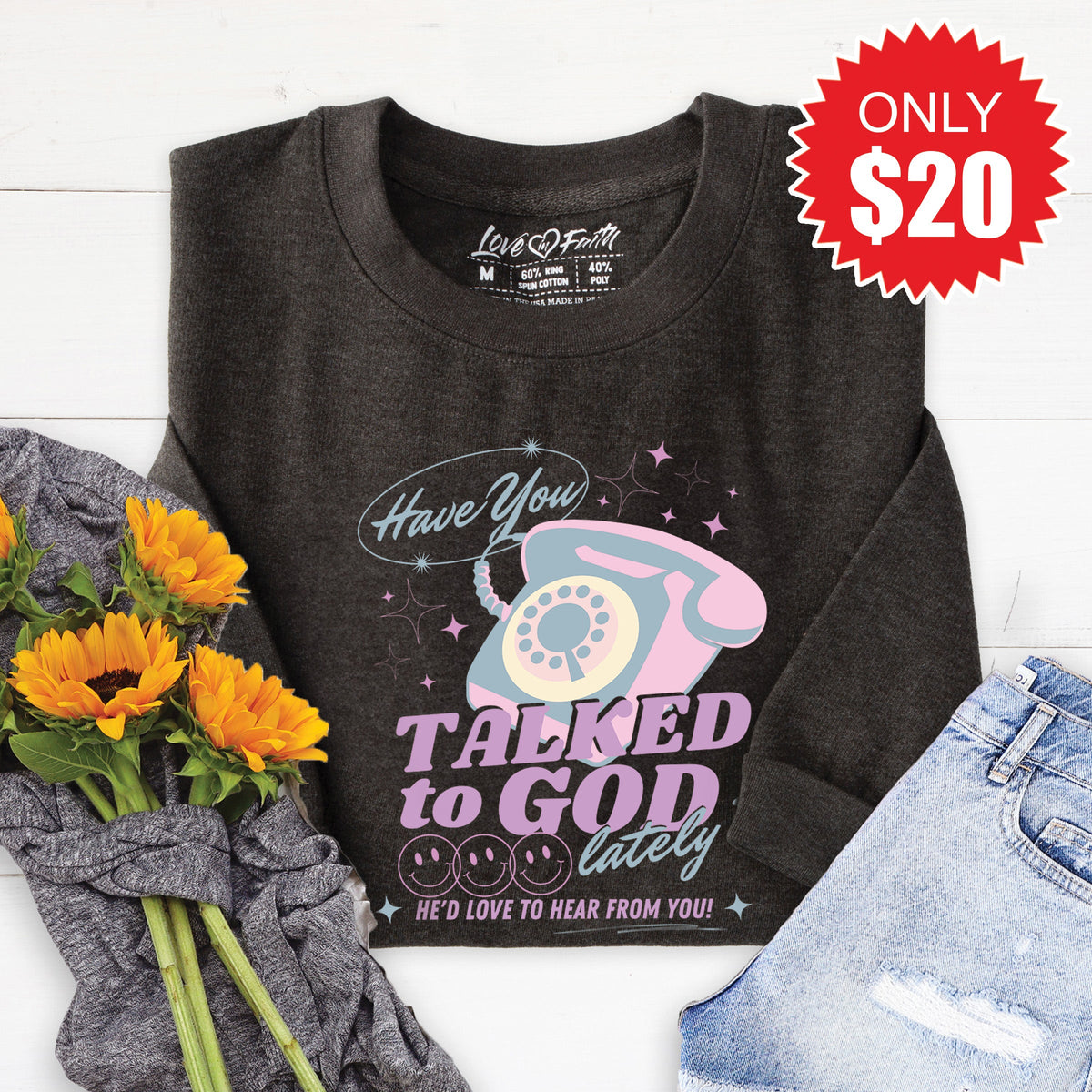 Talked To God Sweatshirt - Heather Charcoal - 20 product image 1