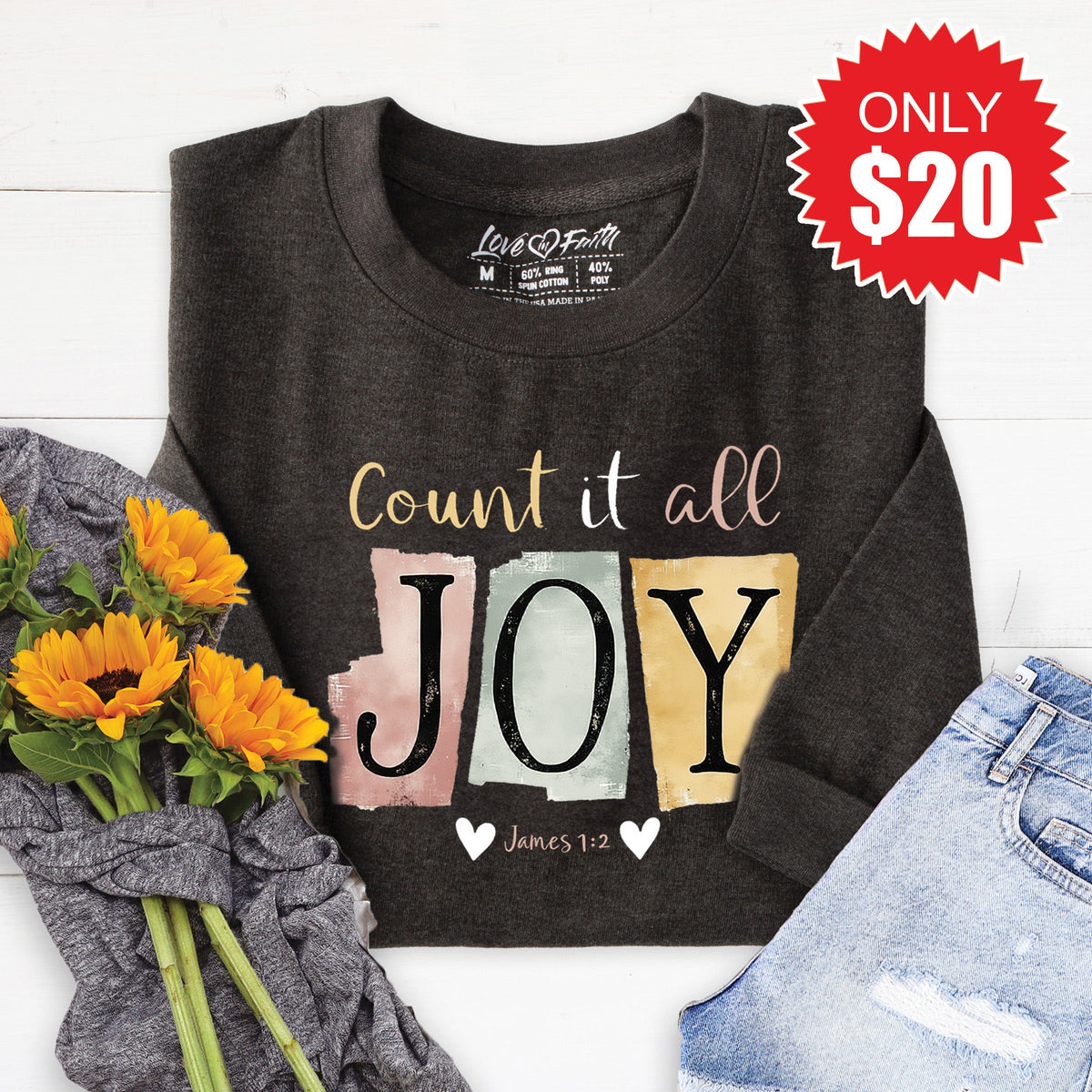 Count It All Joy Sweatshirt - Heather Charcoal - 20 product image 1