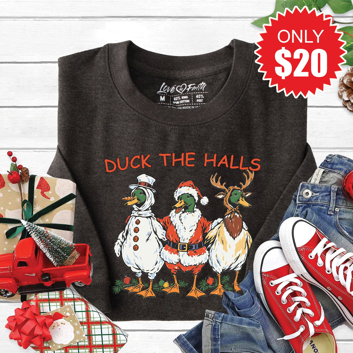 Duck The Halls Sweatshirt - Heather Charcoal - 20 product image 1