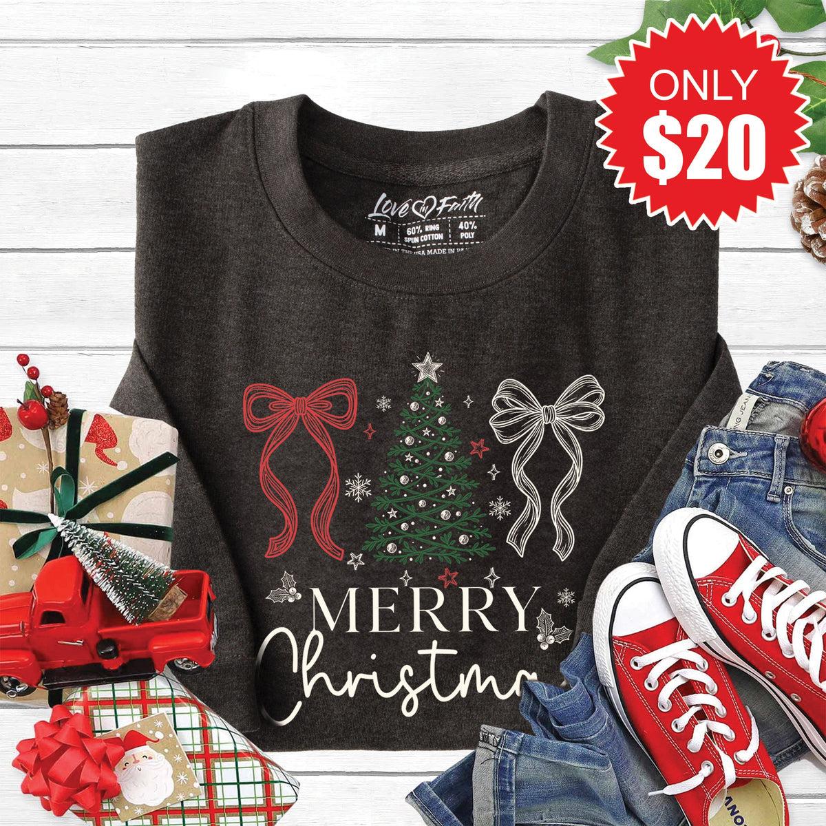 Merry Christmas Sweatshirt - Heather Charcoal - 20 product image 1