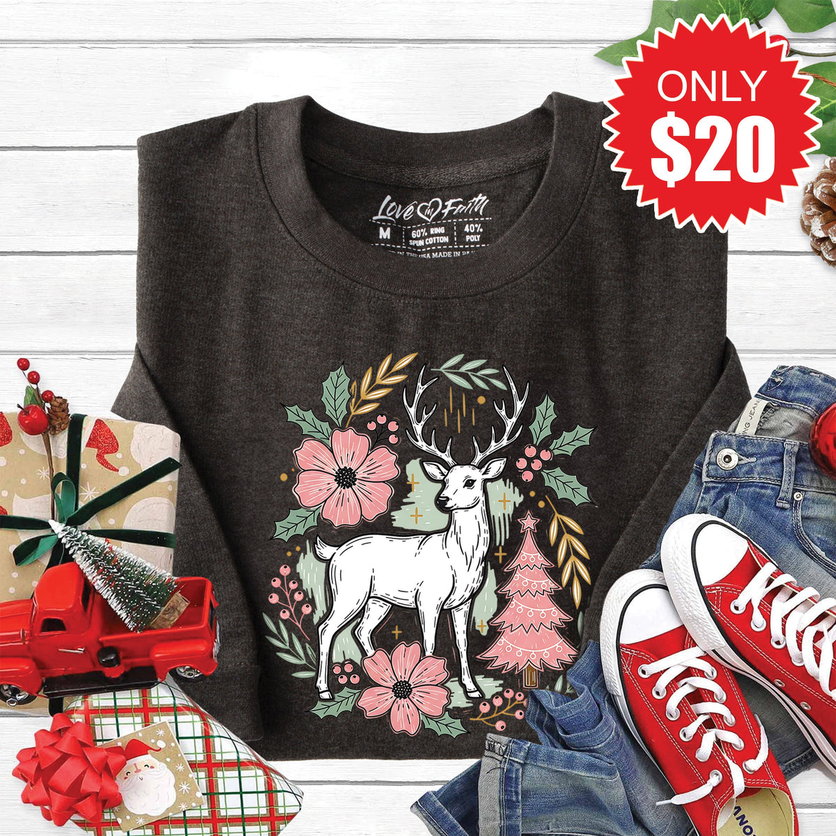Reindeer Sweatshirt - Heather Charcoal - 20 product image 1