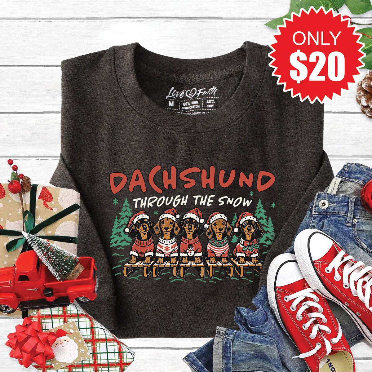 Dachshund Through The Snow Sweatshirt - Heather Charcoal product image 1