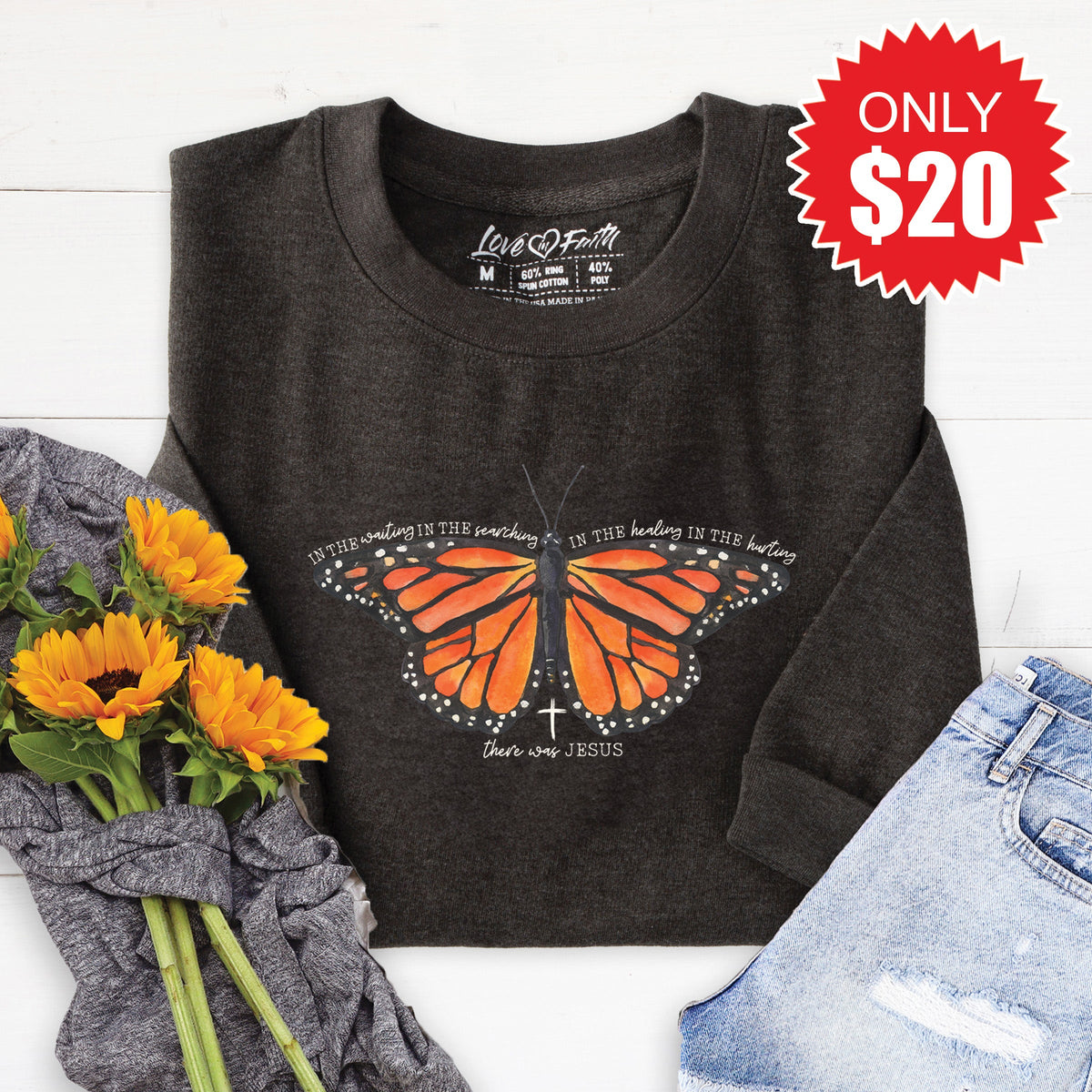 There Was Jesus Sweatshirt - Heather Charcoal - 20 product image 1