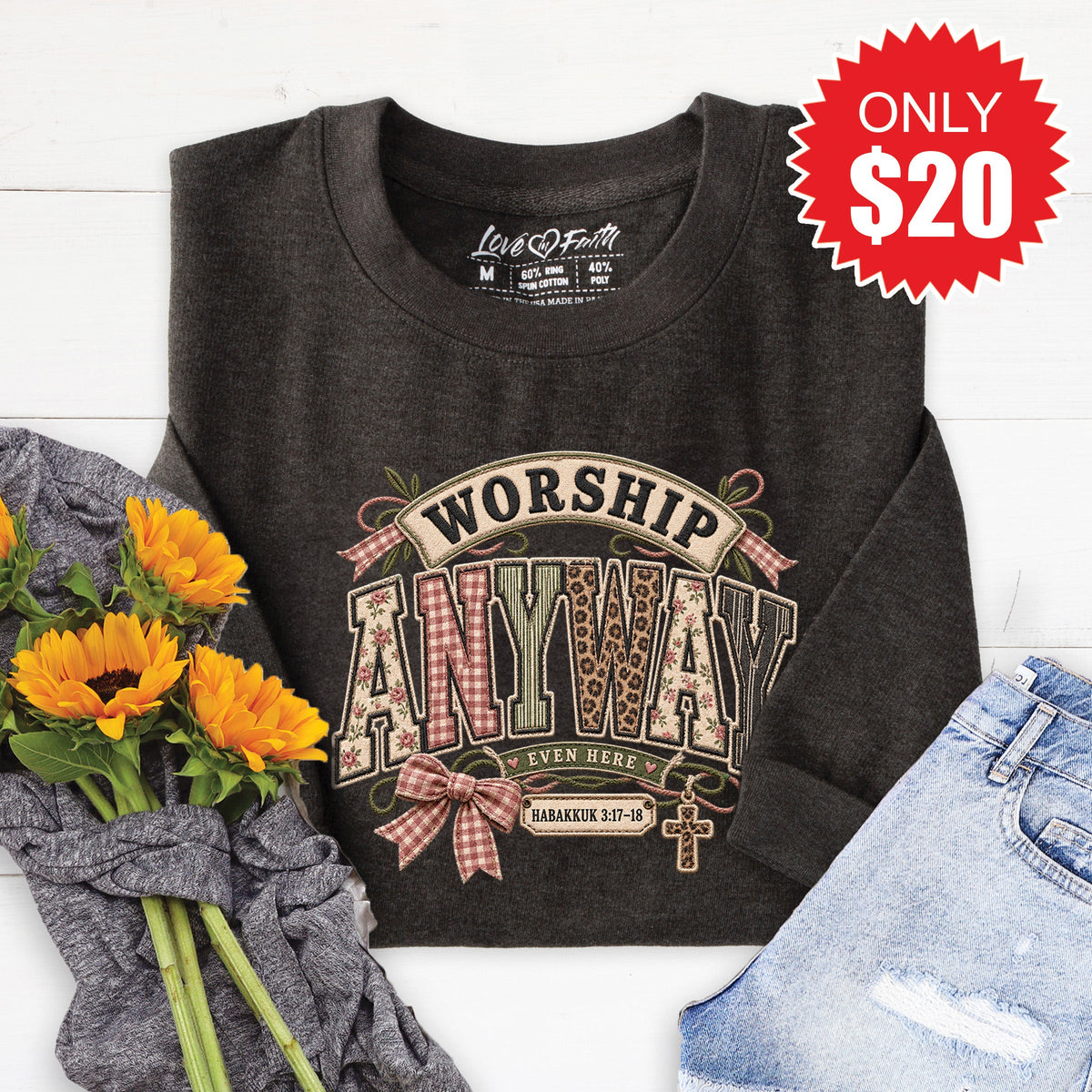 Worship Anyway Sweatshirt - Heather Charcoal - 20 product image 1