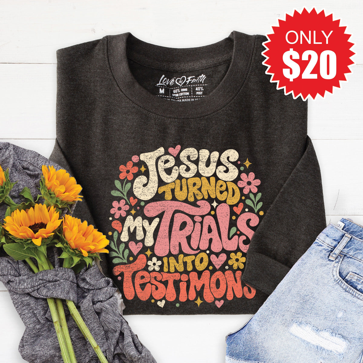 Trials Into Testimony Sweatshirt - Heather Charcoal - 20 product image 1