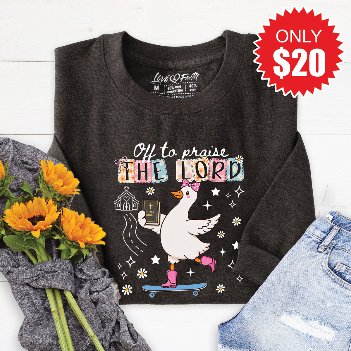 Off To Praise The Lord Sweatshirt - Heather Charcoal - 20 product image 1