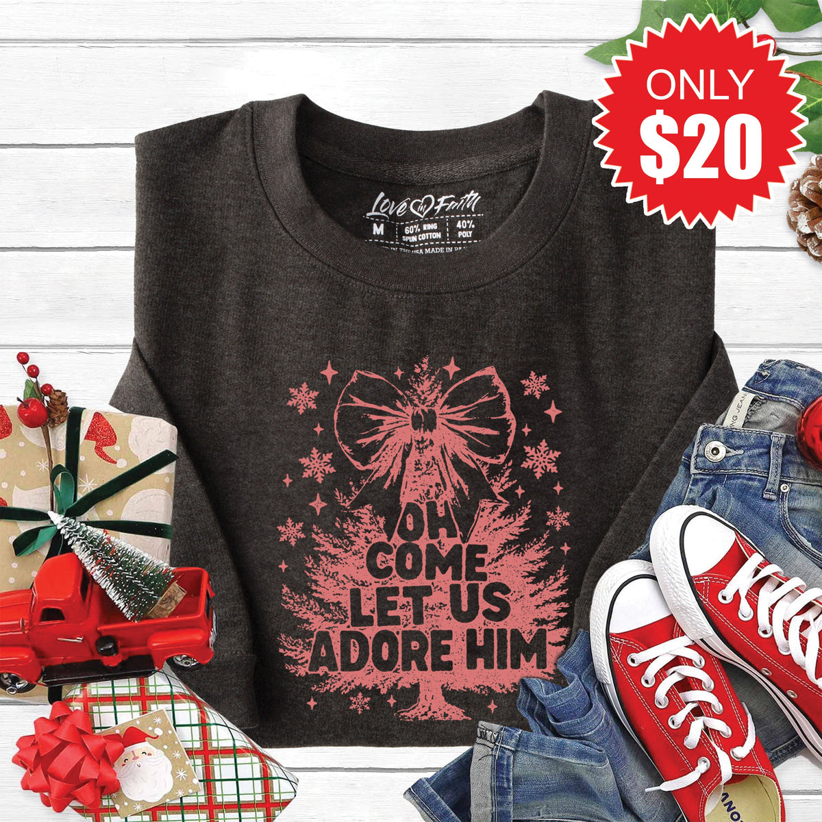 Let Us Adore Him Sweatshirt - Heather Charcoal - 20 product image 1