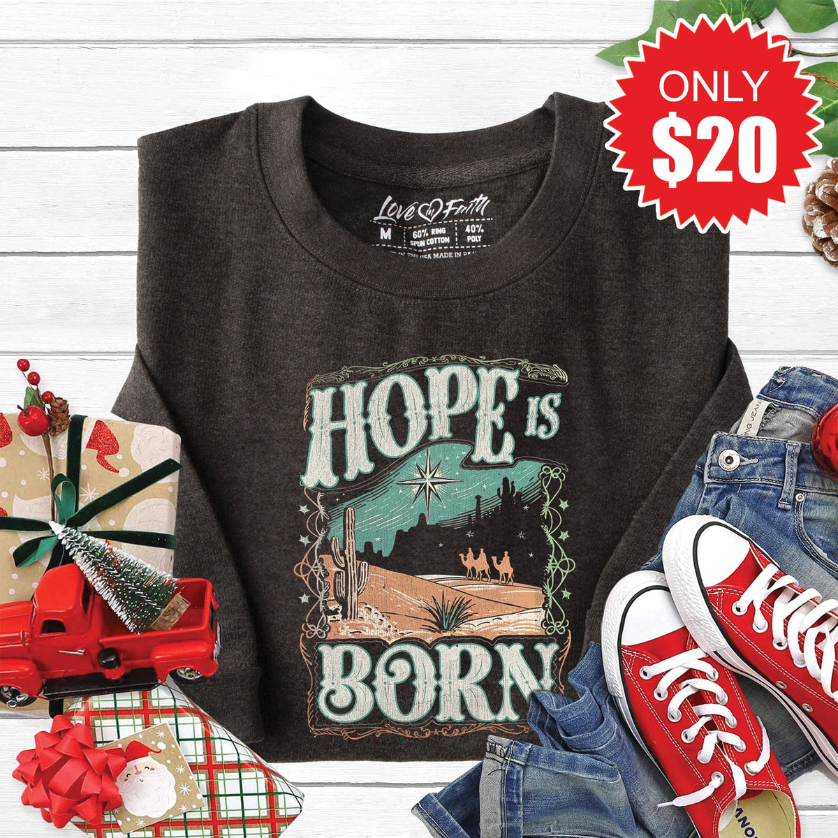 Hope Is Born Sweatshirt - Heather Charcoal - 20 product image 1