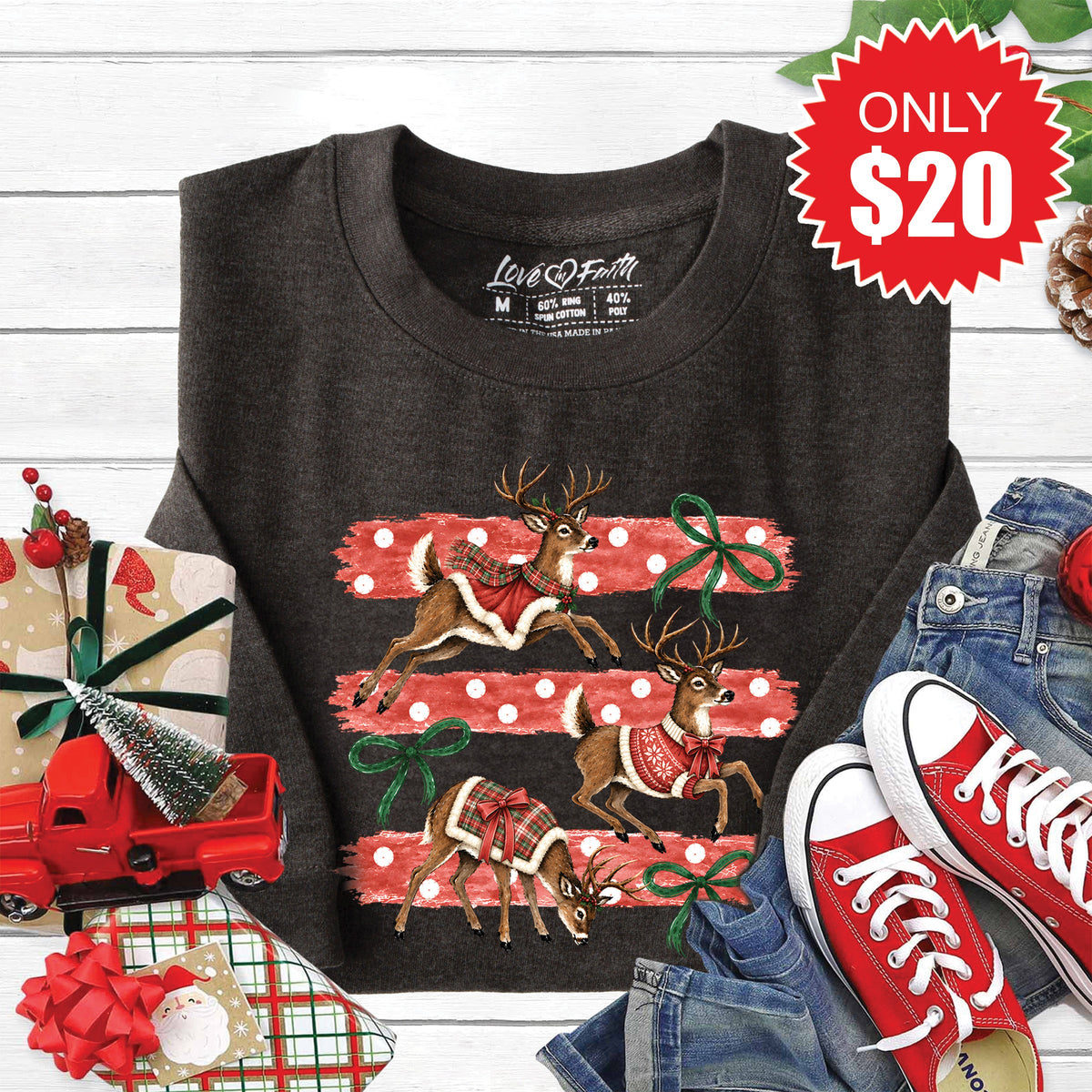 Reindeers Sweatshirt - Heather Charcoal - 20 product image 1
