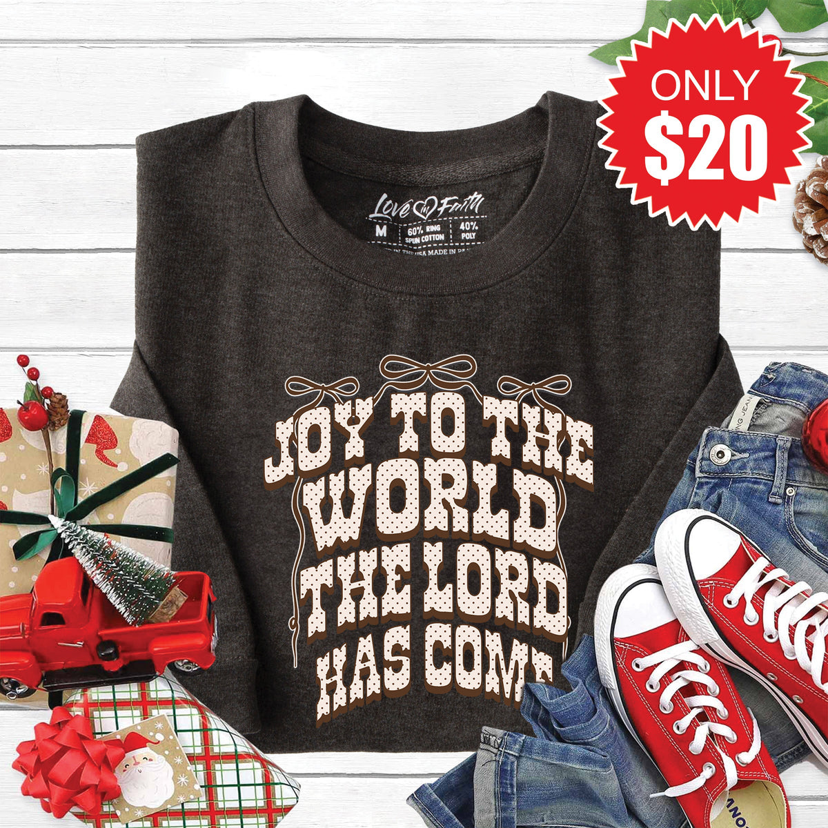 Joy To The World Sweatshirt - Heather Charcoal - 20 product image 1
