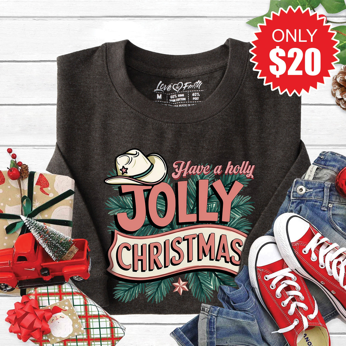 Jolly Christmas Sweatshirt - Heather Charcoal - 20 product image 1