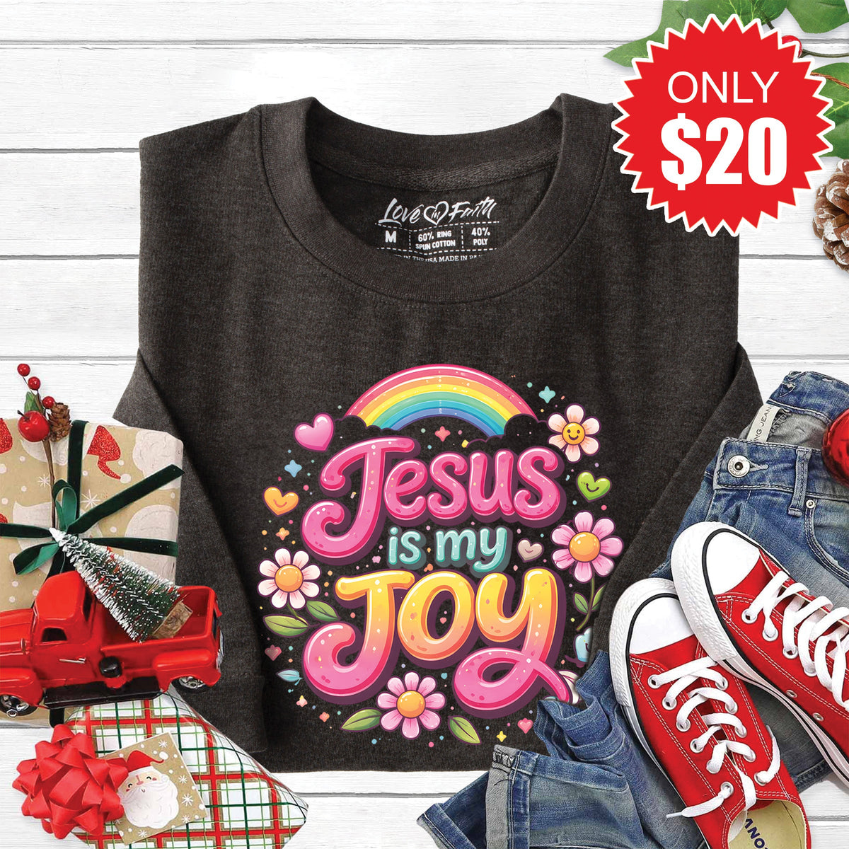 Jesus Is My Joy Sweatshirt - Heather Charcoal - 20 product image 1