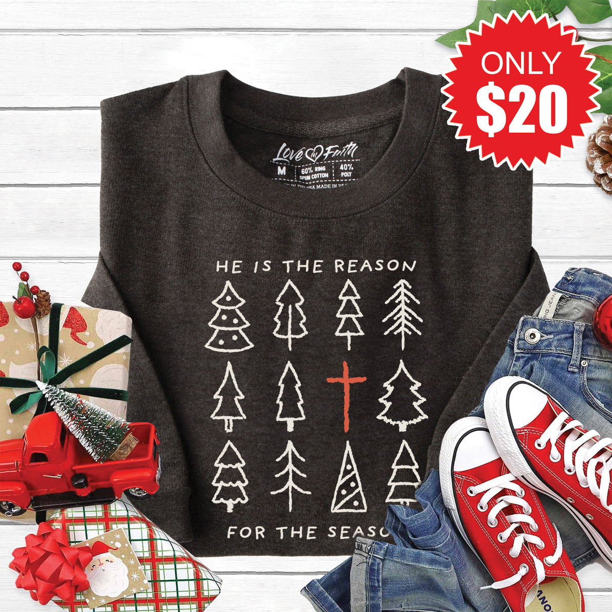 He Is The Reason Sweatshirt - Heather Charcoal - 20 product image 1