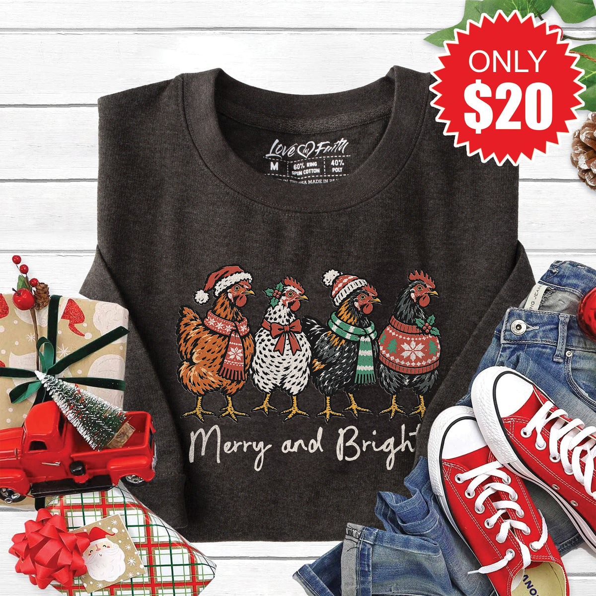 Merry and Bright Sweatshirt - Heather Charcoal - 20 product image 1