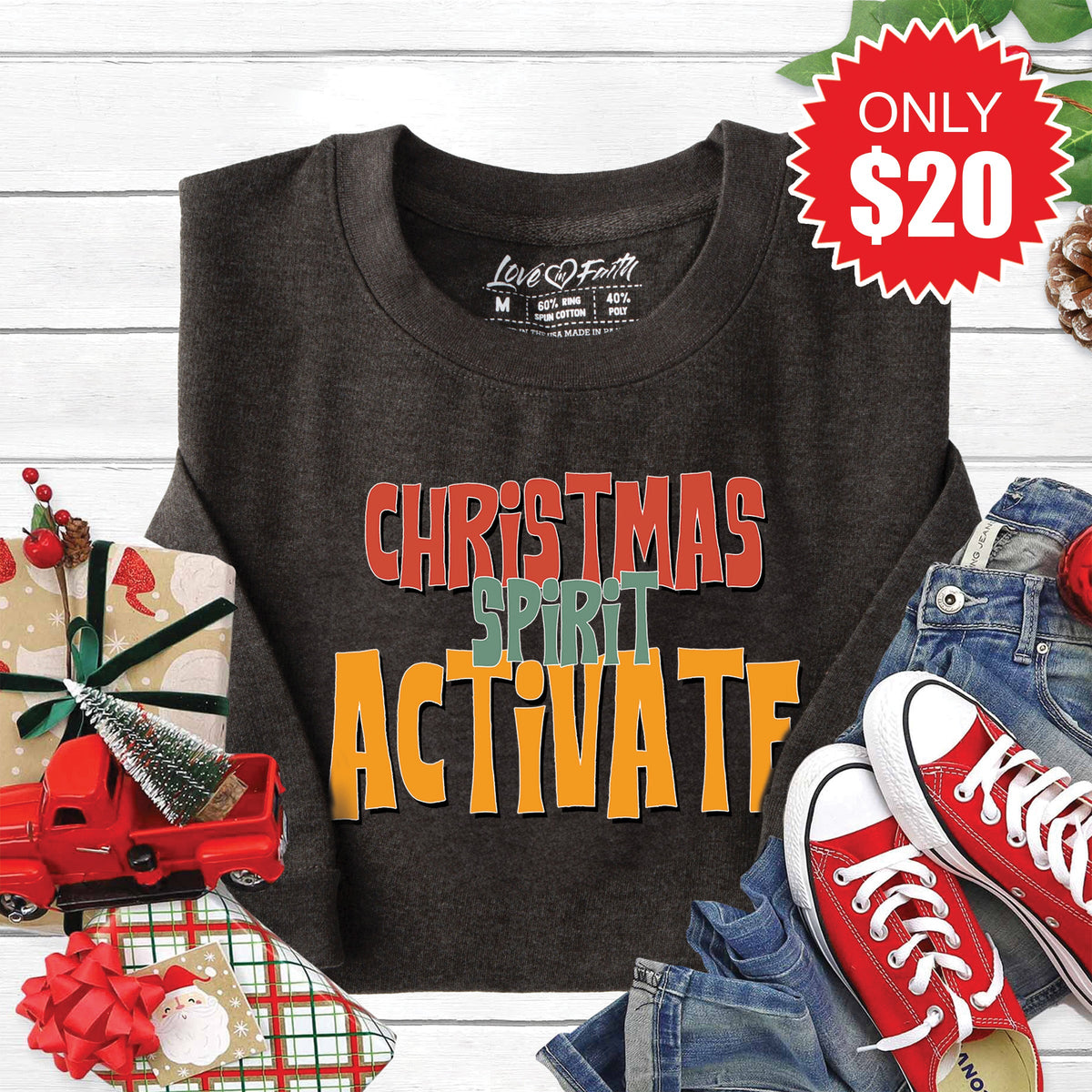 Christmas Spirit Activate Sweatshirt - Heather Charcoal - 20 product image 1