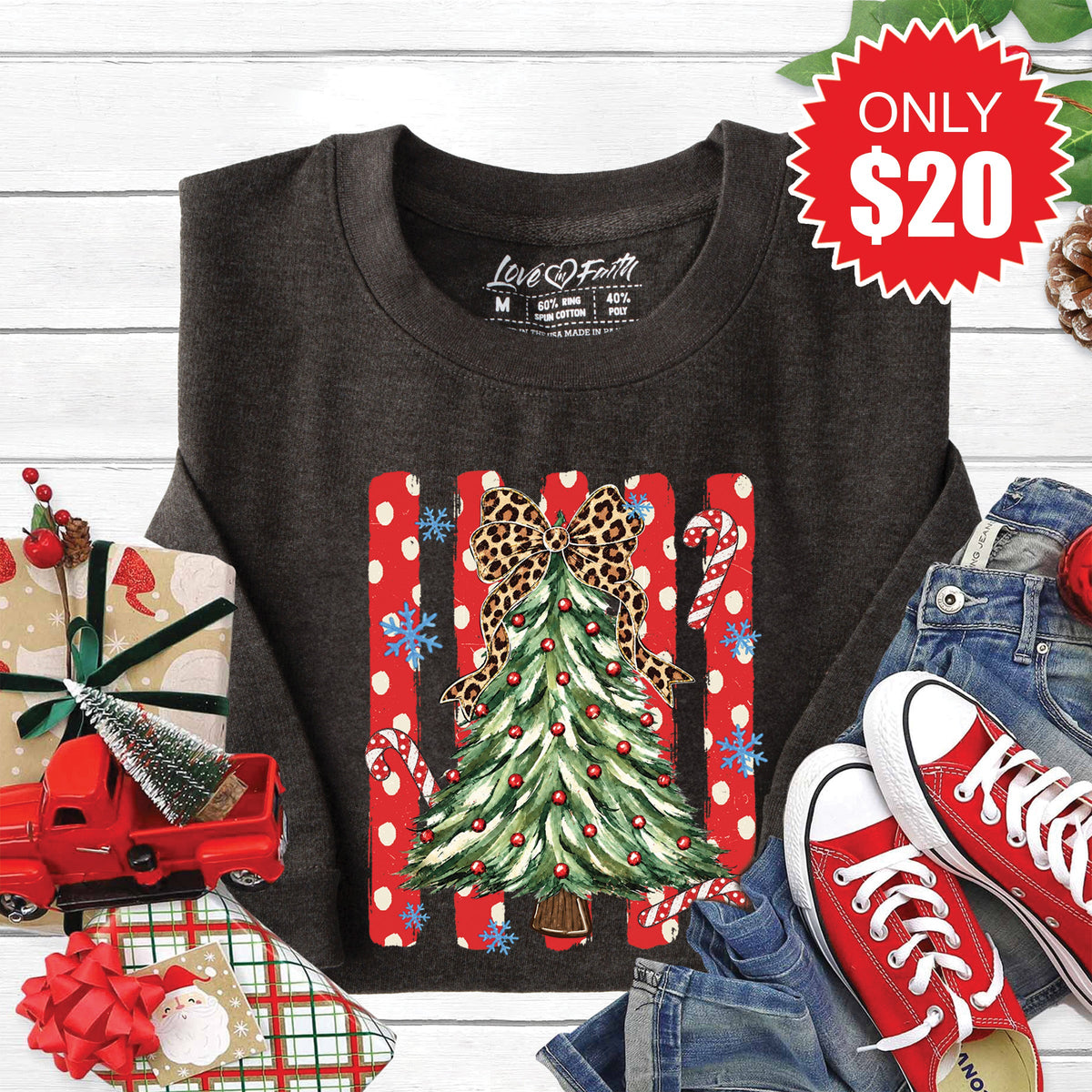 Christmas Tree Sweatshirt - Heather Charcoal - 20 product image 1