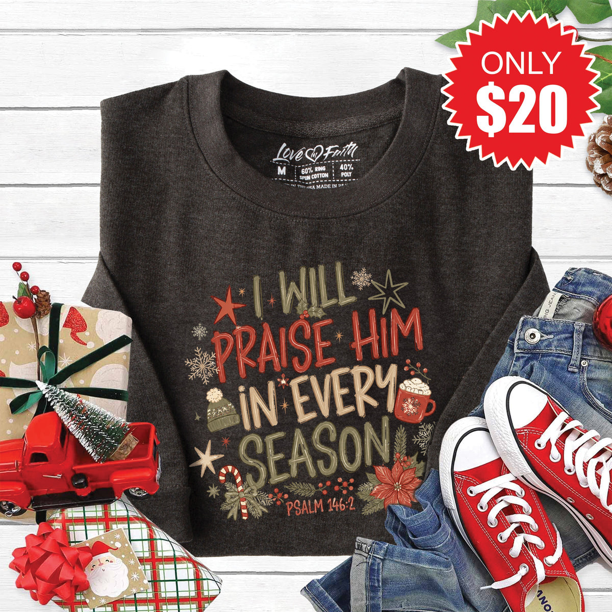 Praise Him Sweatshirt - Heather Charcoal - 20 product image 1