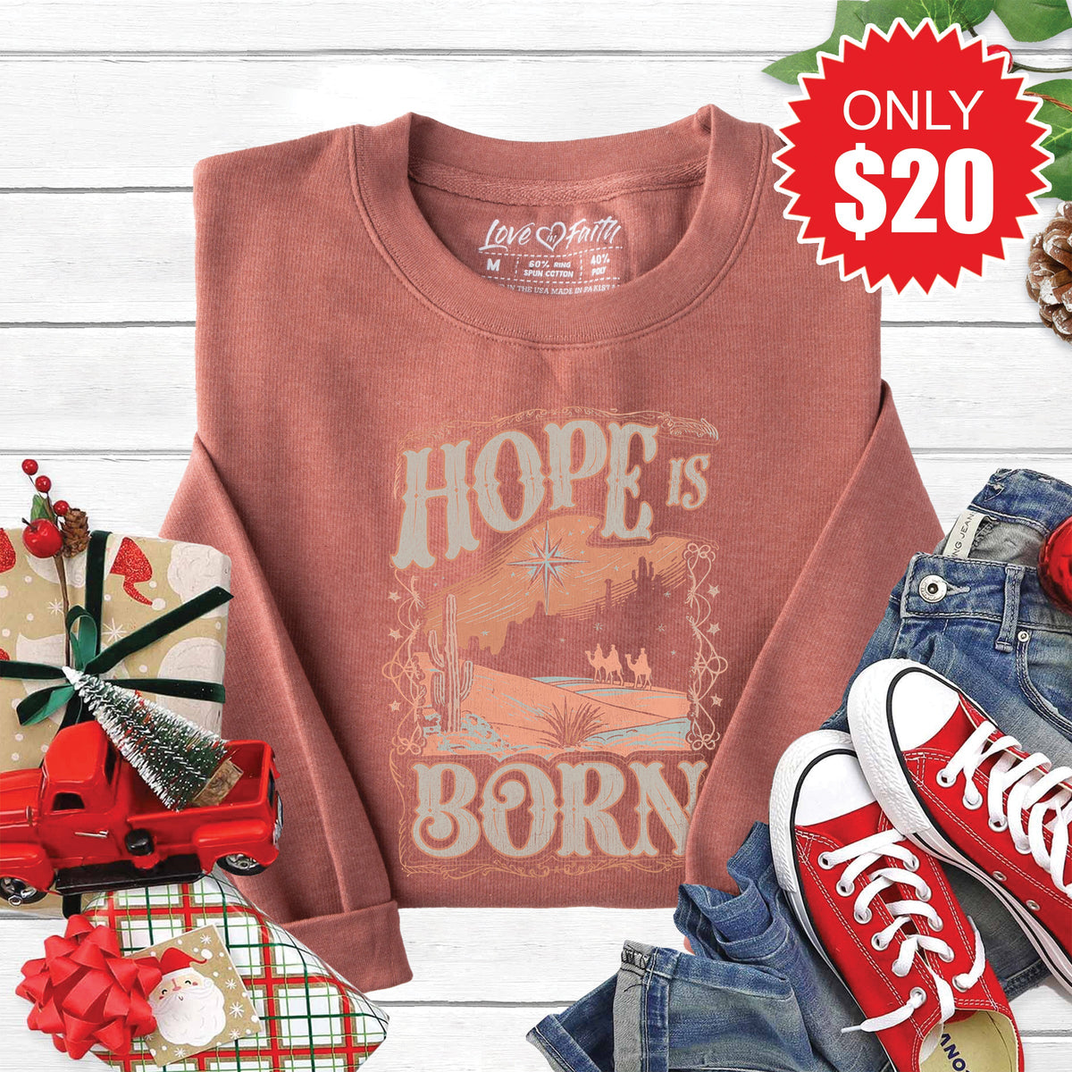 Hope Is Born Sweatshirt - Heather Chestnut - 20 product image 1