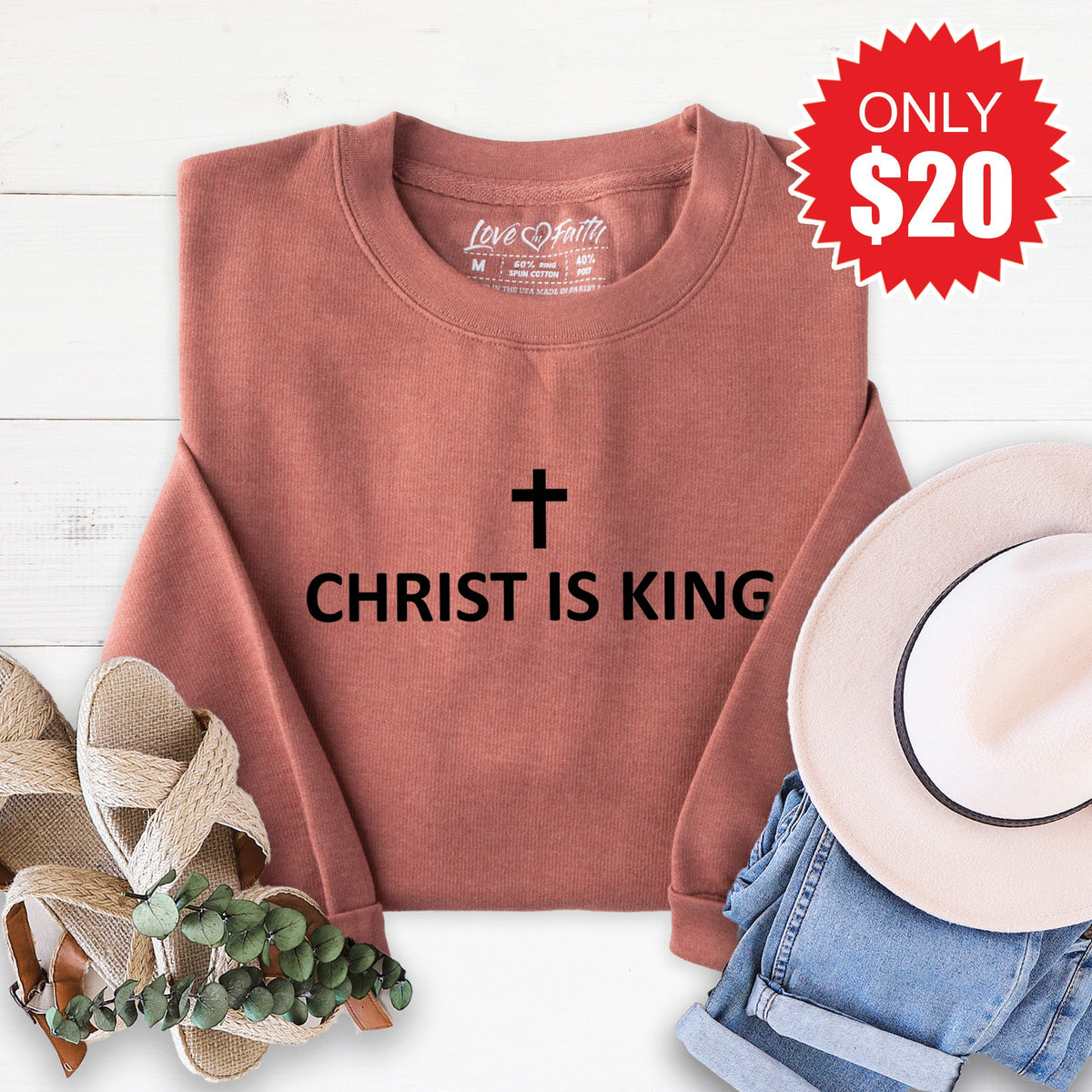 Christ Is King Sweatshirt - Heather Chestnut - 20 product image 1