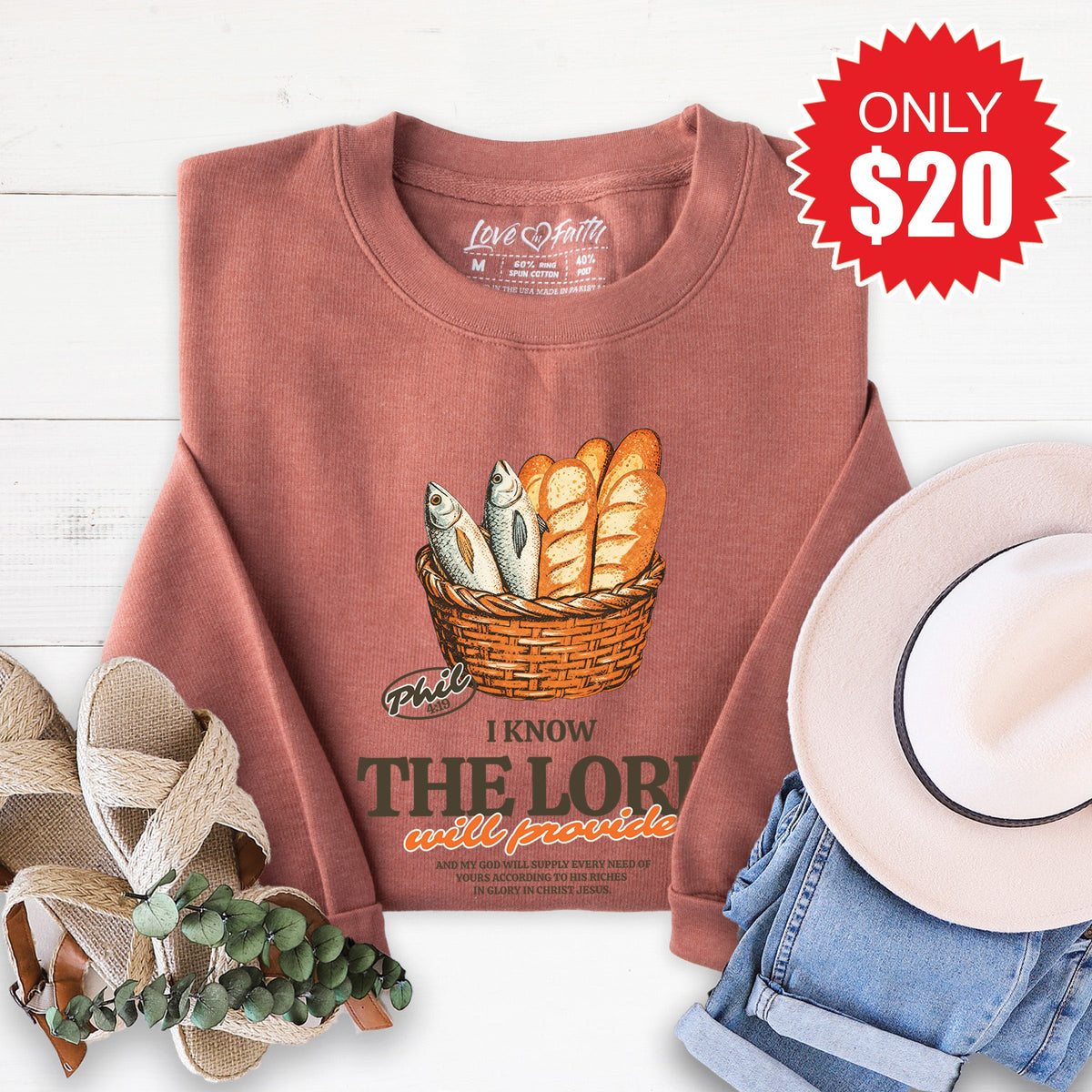 The Lord Will Provide Sweatshirt - Heather Chestnut - 20 product image 1