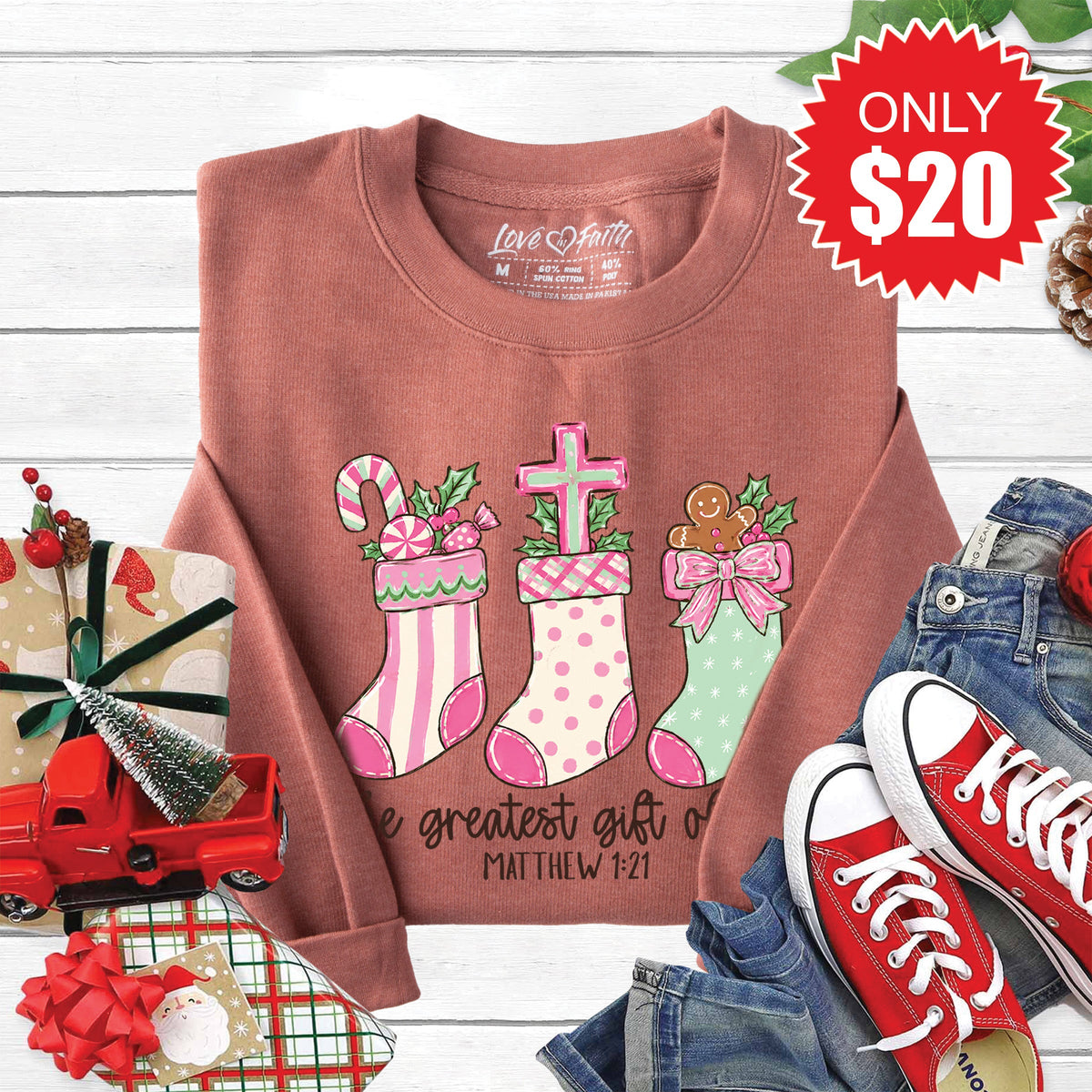 Greatest Gift Stockings Sweatshirt - Heather Chestnut - 20 product image 1