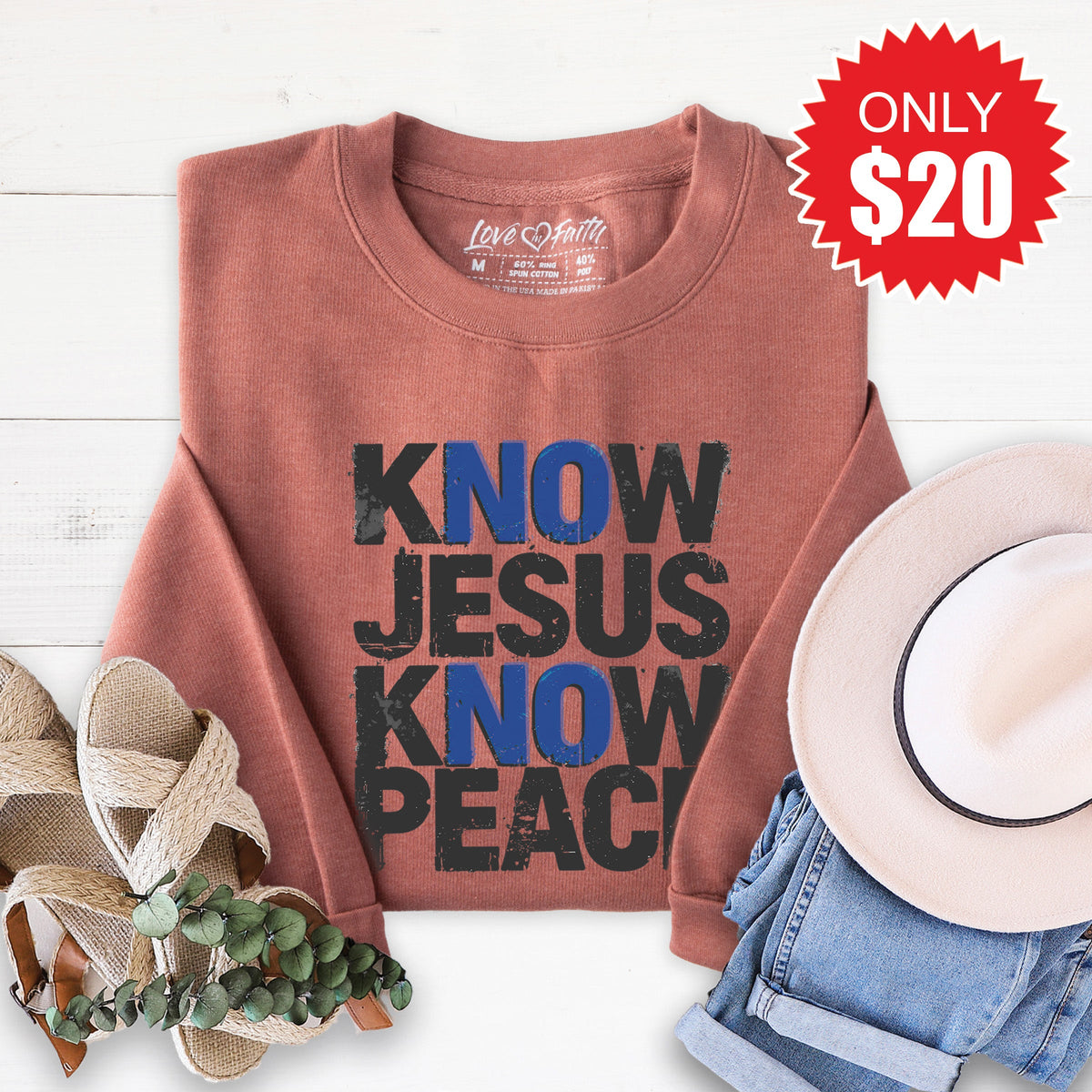 Know Jesus Sweatshirt - Heather Chestnut - 20 product image 1