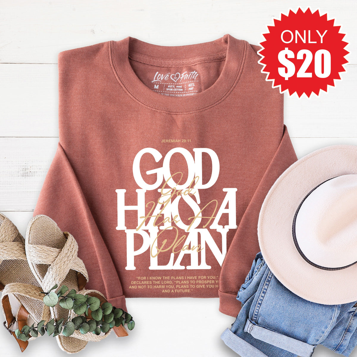God Has A Plan Sweatshirt - Heather Chestnut - 20 product image 1