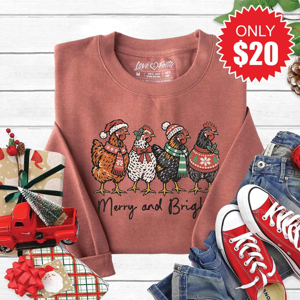 Merry and Bright Sweatshirt - Heather Chestnut - 20 product image 1