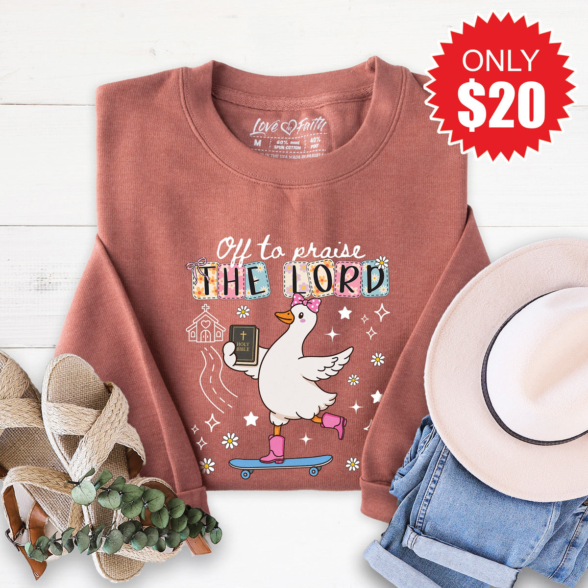 Off To Praise The Lord Sweatshirt - Heather Chestnut - 20 product image 1