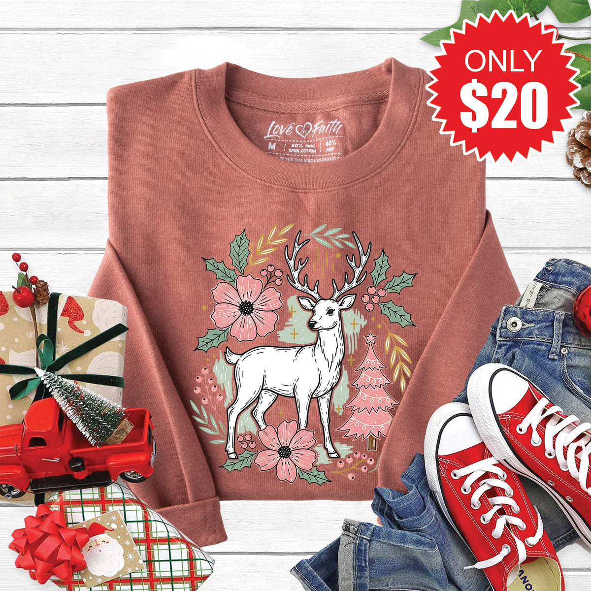 Reindeer Sweatshirt - Heather Chestnut - 20 product image 1