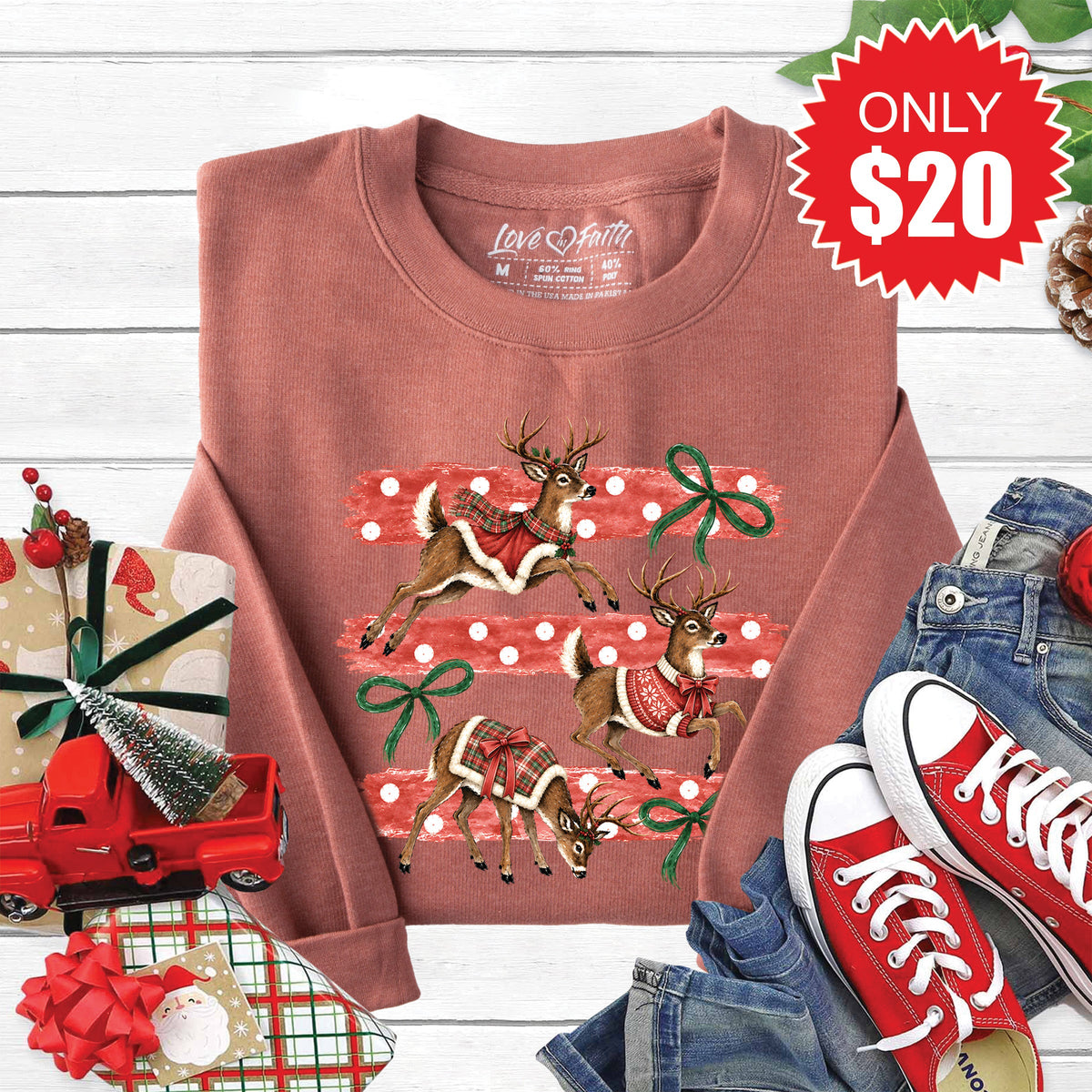 Reindeers Sweatshirt - Heather Chestnut - 20 product image 1