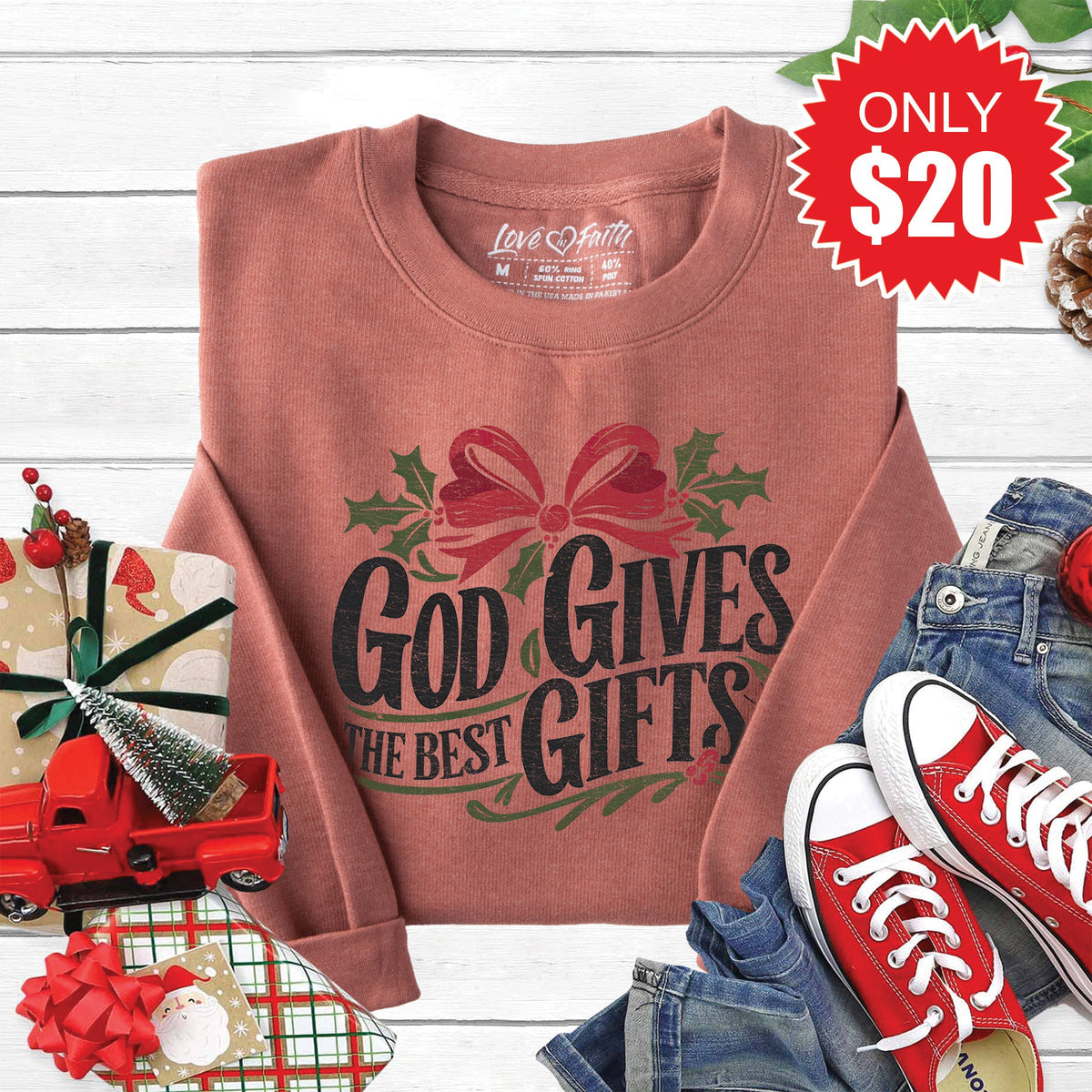 God Gives The Best Gifts Sweatshirt - Heather Chestnut - 20 product image 1