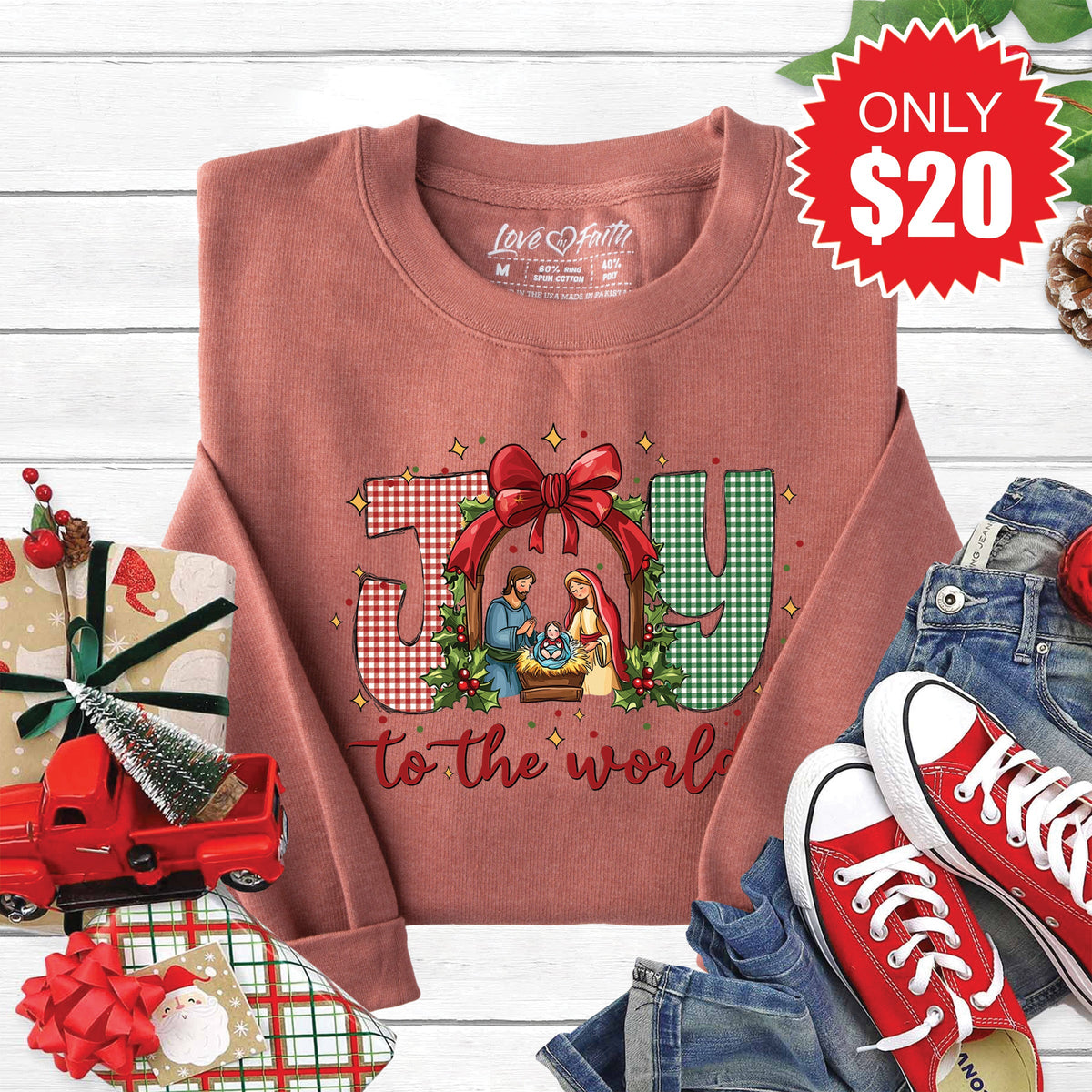 Joy To The World Sweatshirt - Heather Chestnut - 20 product image 1