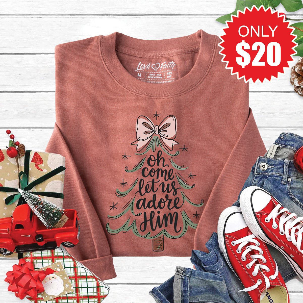 Let Us Adore Him Sweatshirt - Heather Chestnut - 20 product image 1