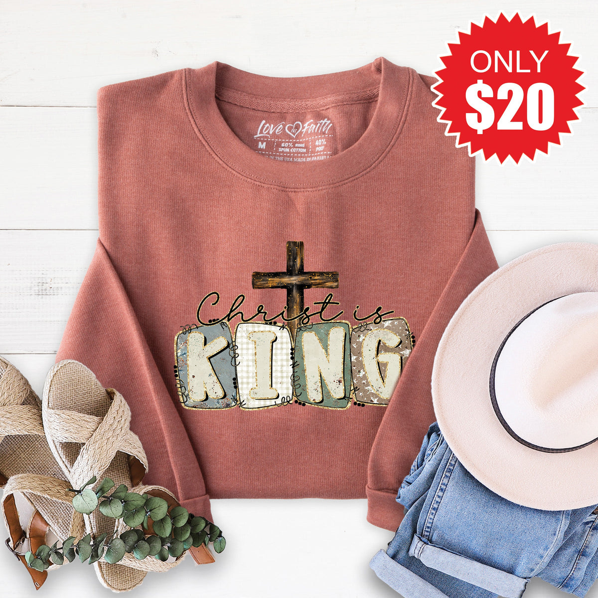 Christ Is King Sweatshirt - Heather Chestnut - 20 product image 1