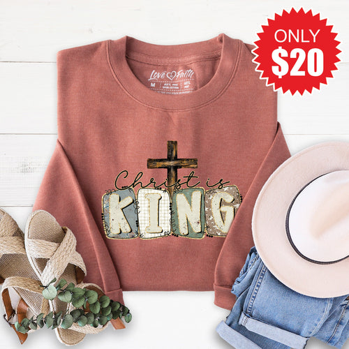Christ Is King Sweatshirt - Heather Chestnut - 20 product image 1